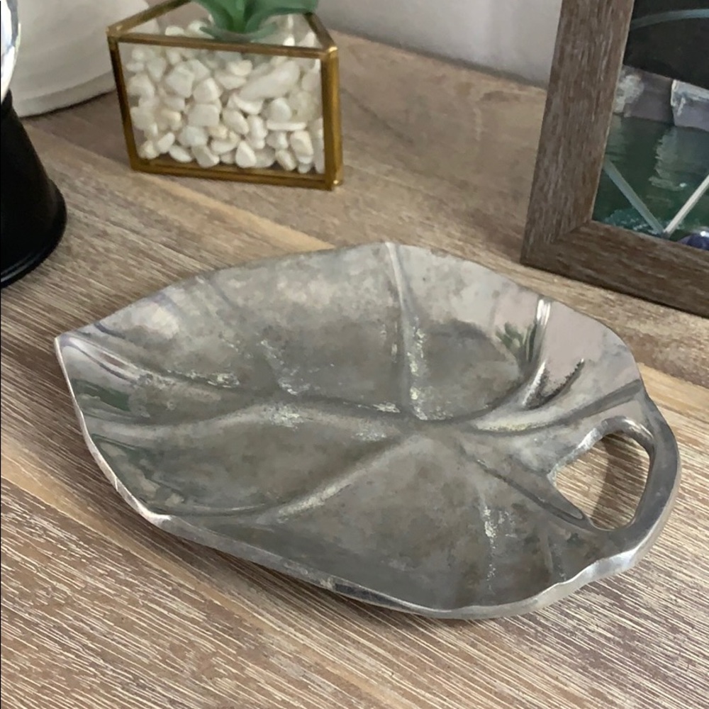Pottery Barn Pewter Decor Leaf